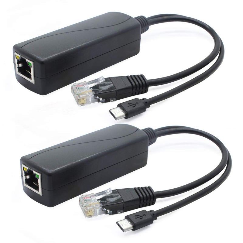 ANVISION 2-Pack 5V PoE Splitter, 48V to 5V 2.4A Adapter with Micro USB Plug, IEEE 802.3af Compliant, for IP Camera, Tablets, Dropcam or Raspberry Pi and More, AV-PS05-1 - Image 1